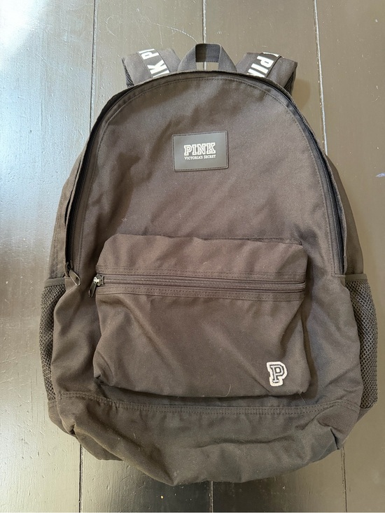 PINK Victoria's Secret Handbags - PINK Victoria's Secret Black Canvas Backpack with Logo
